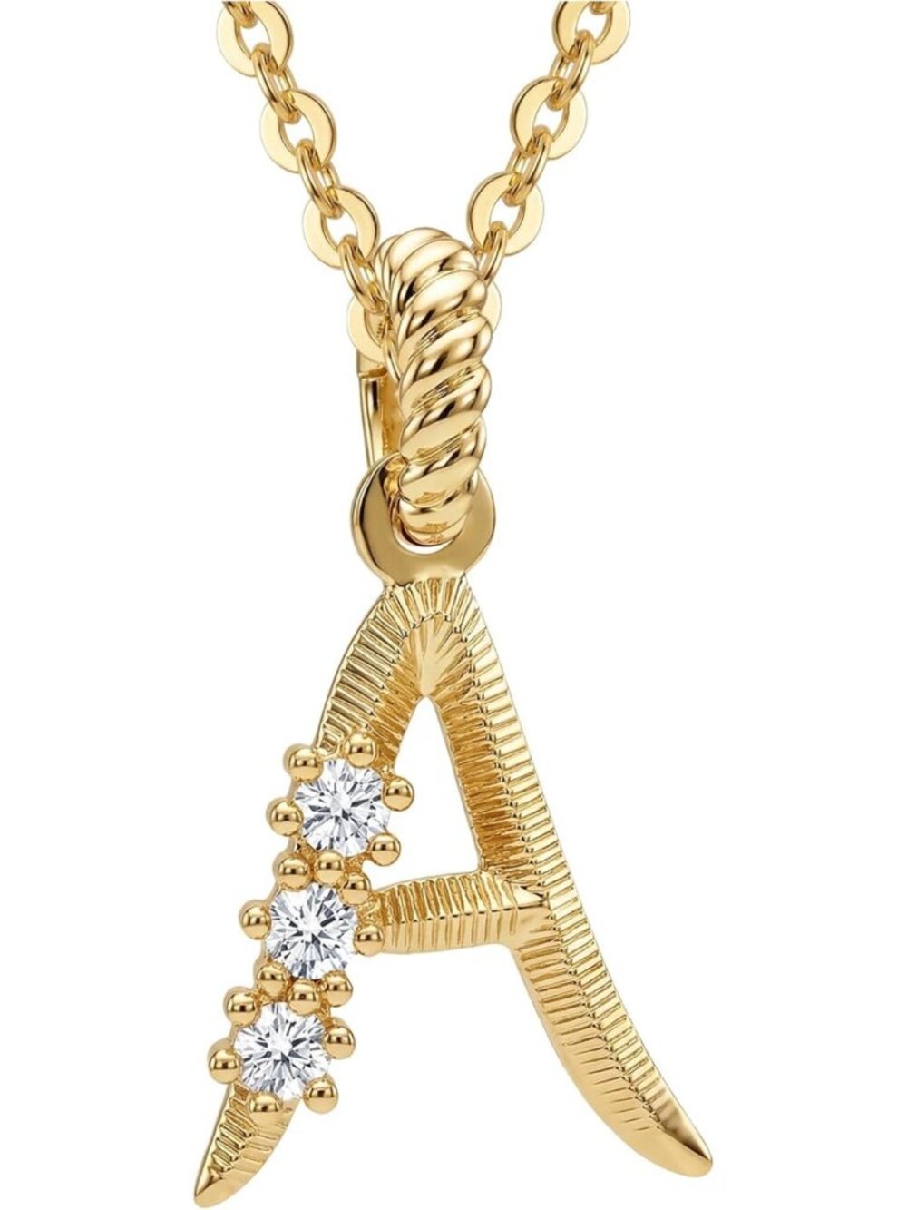 Personalized A-Z Initial Necklace, 14K Gold Plated Dainty Pendant, Adjustable